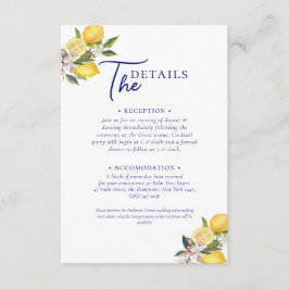 Cartão De Informações Azulejo Mediterrâneo Italiano & Casamento de Limão