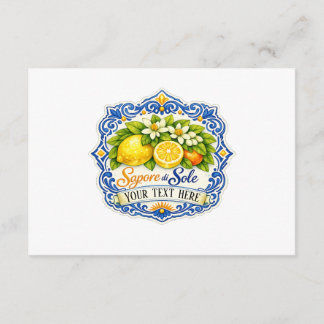 Cartão De Informações Azulejo Mediterrâneo Limão – Arte em Aquarela com