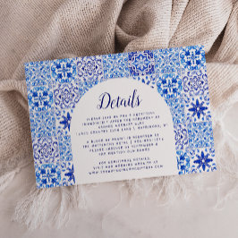 Cartão De Informações Azulejos Arco Casamento Azul Branco Português