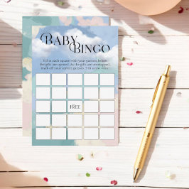 Cartão De Informações Baby Bingo Cloud Nine Pastel Chá de fraldas