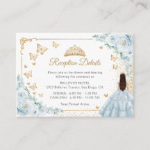Baby Blue Gold Quinceanera Reception Details