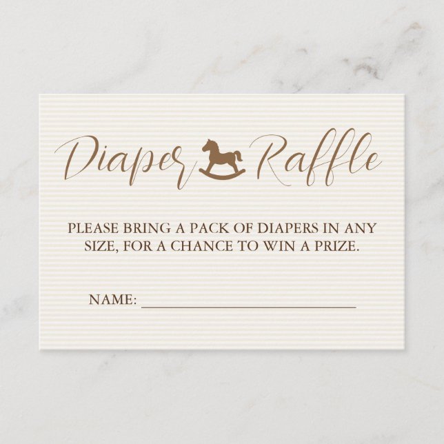 Cartão De Informações Baby Clothesline Baby Shower Striped Diaper Raffle (Frente)