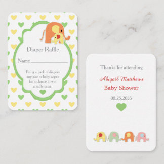 Cartão De Informações  Baby Elephant Shower Diaper Raffle