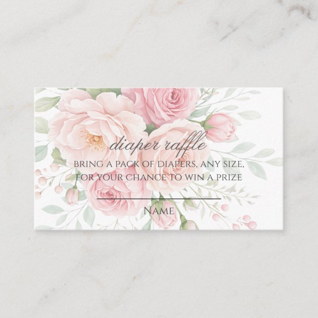 Cartão De Informações Baby in bloom diaper raffle baby shower game (Frente)