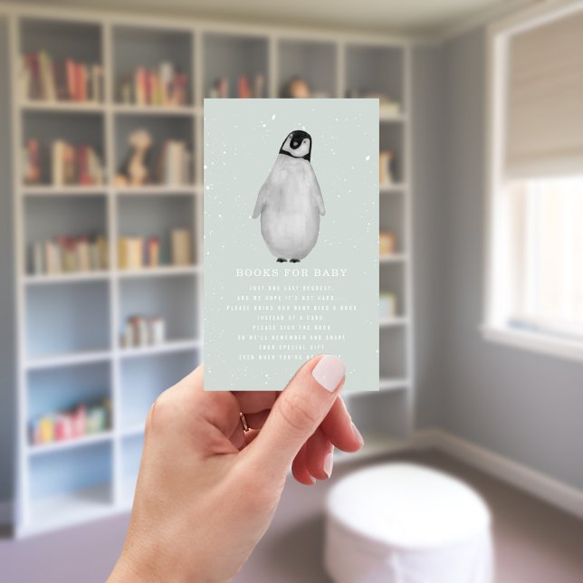 Cartão De Informações Baby Penguin Winter Blue Book Request (Criador carregado)