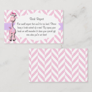 Cartão De Informações Baby Pink Giraffe Baby Boy Pedido de Livro de Chás