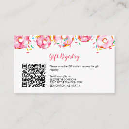 Cartão De Informações Baby Registry QR Donuts Diapers Baby Shower Game