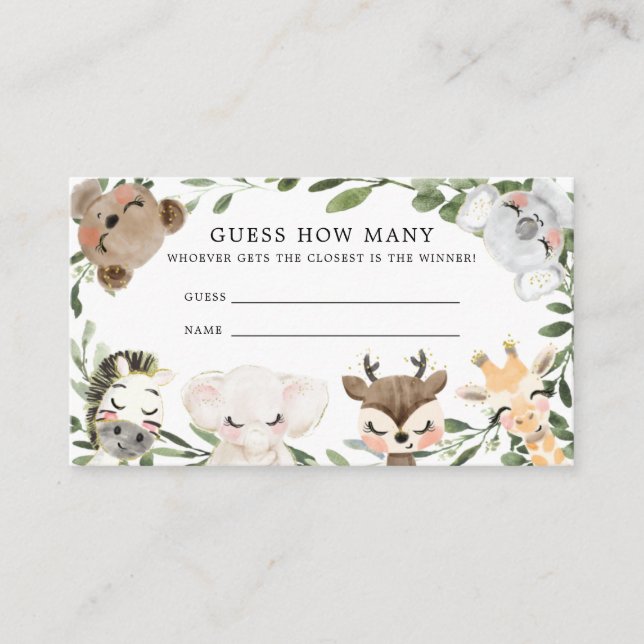 Cartão De Informações Baby Safari Adivinha Quantas Cartas (Frente)