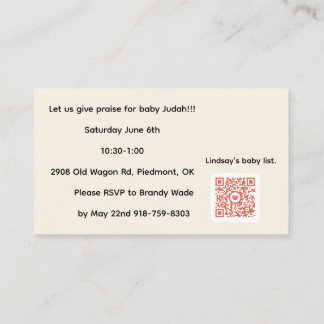 Cartão De Informações baby shower