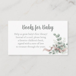 Cartão De Informações Baby Shower Book Request - Eucalyptus Ribbon
