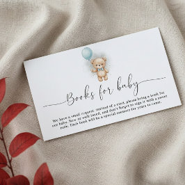 Cartão De Informações Baby Shower Book Request  for Boy Blue Balloon