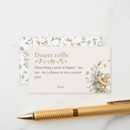 Cartão De Informações Baby Shower Rustic Botanical Diaper Raffle