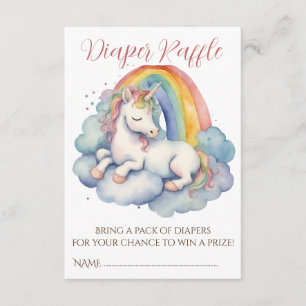 Cartão De Informações Baby Unicorn Girl Chá de fraldas Raffle