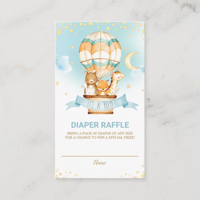 Cartão De Informações Balão de Ar Quente Animais da Selva-Fralda Raffle (Frente)