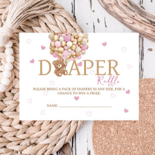 Cartão De Informações Balão do Urso de Teddy Considerado Fralda Raffle R