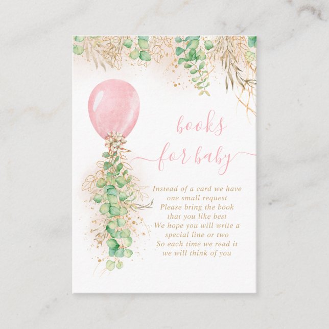 Cartão De Informações Balão-Rapariga Eucalyptus Dourado Glitter Book For (Frente)