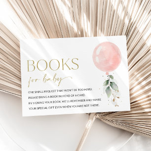 Cartão De Informações Balão Rosa, Eucalipto, Folhagens, Livros Para Bebê