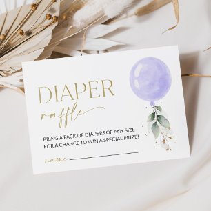 Cartão De Informações Balão Roxo, Verde, Folhagem, Fralda Raffle