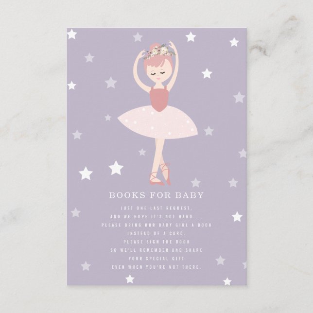 Cartão De Informações Ballerina Stars Purple Baby Book Solicitação (Frente)