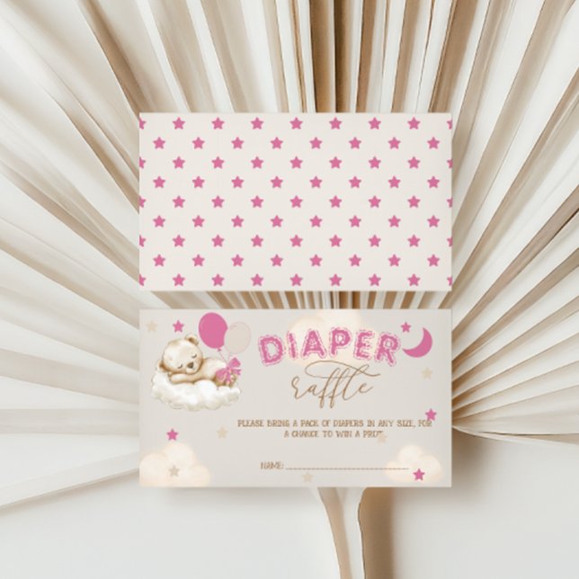 Cartão De Informações Balões de Cuecas com Urso - Fralda Rosa-Rosa-Raffl (Criador carregado)