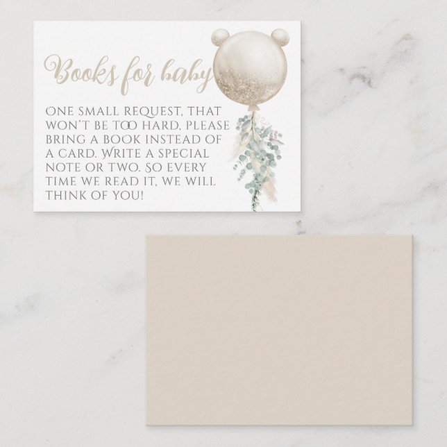 Cartão De Informações Balões de espera Chás de fraldas (Frente/Verso)