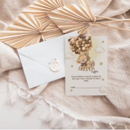 Cartão De Informações Balões de urso beige fralda castanha