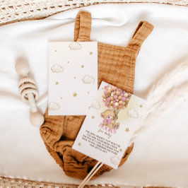 Cartão De Informações Balões de Urso Boho Beige Livro Rosa Pedido