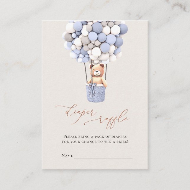 Cartão De Informações Balões de Urso Castanho Fralda Bilhetes de Rafael  (Frente)
