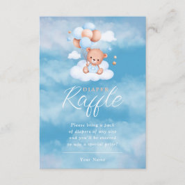 Cartão De Informações Balões de Urso de Pelúcia Azul Sorteio de Fraldas