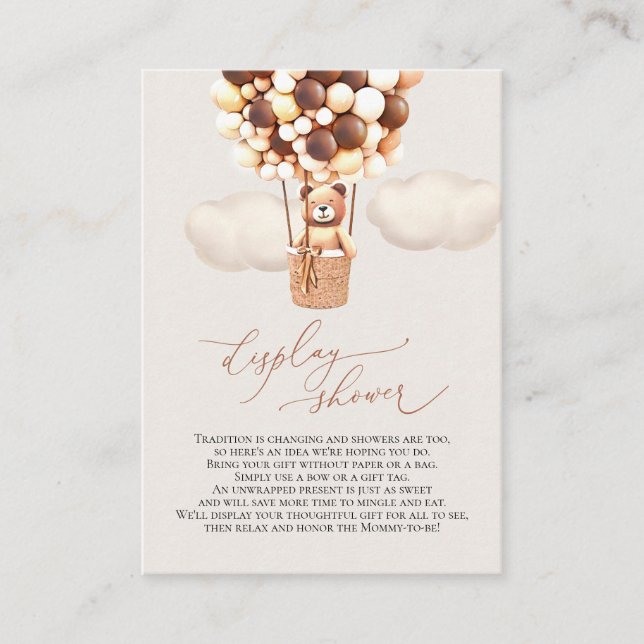 Cartão De Informações Balões de Urso Marrom Exibir Placa de Gabinete do  (Frente)