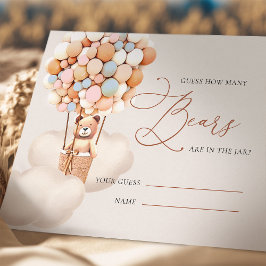Cartão De Informações Balões de Urso Neutros Adivinham Quantos Bilhetes 
