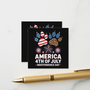 Cartão De Informações Bandeira Americana Corações de Leopardo Fofo 4 de