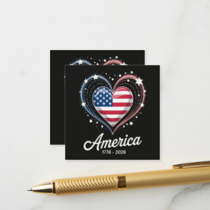 Cartão De Informações Bandeira Coração 1776 2026 4 de julho 250º anivers
