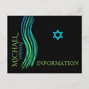 Cartão De Informações Bar Mitzvah Neon Green Information Card