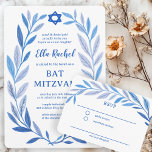 Cartão De Informações Bar PERSONALIZADO Bat Mitzvah RSVP de Cores Aquáti<br><div class="desc">Cartão perfeito para anunciar um morcego mitzvah, bar mitzvah ou outra celebração judaica! A mão desenhou uma delicada arte de trama de folha para você! TOTALMENTE PERSONALIZÁVEL! Clique em "Personalizar" acima para editar o texto. Clique em "editar usando a ferramenta design" para ajustar as fontes, cores e posicionamentos. Exclua o...</div>