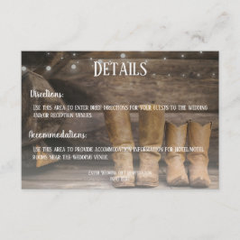 Cartão De Informações Barn & Boots Rustic Cowboy Western