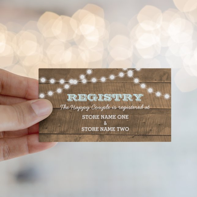 Cartão De Informações Barnwood Lights Aqua Bridal Registry (Criador carregado)