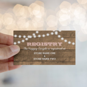 Cartão De Informações Barnwood Lights Pink Bridal Registry