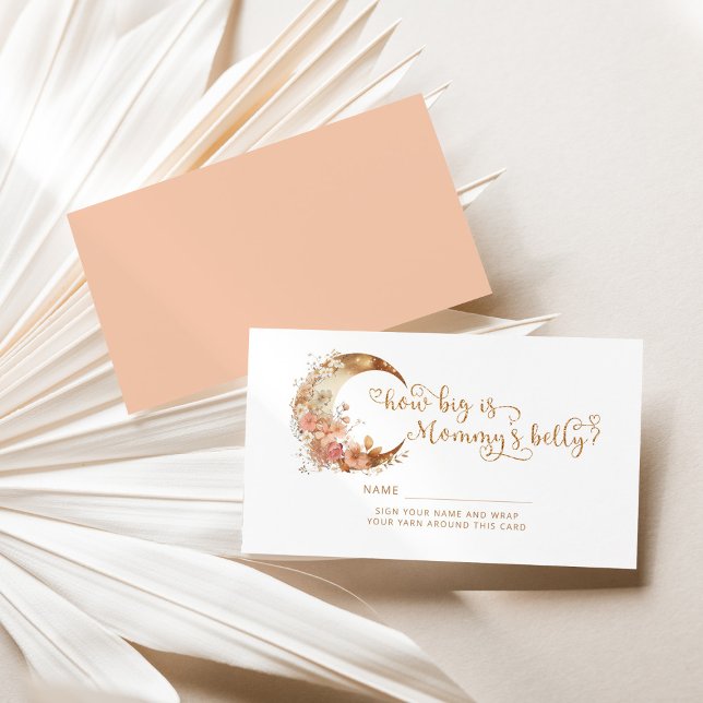 Cartão De Informações Barriga da mamãe está enorme lua boho rosa dourado (Criador carregado)