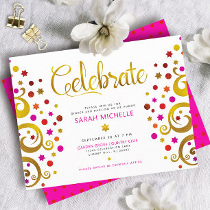Cartão De Informações Bat Mitzvah Rosa Folha de Ouro Árvore da Vida Mode