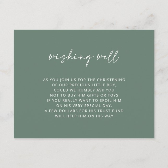 Cartão De Informações  Batismo Verde Simples Desejando Bem V3 (Frente)