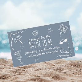 Cartão De Informações Beach Doodle Share a Recipe Bridal Shower 