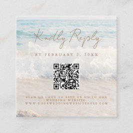 Cartão De Informações Beach Sunset Seaside Wedding Scan Code RSVP