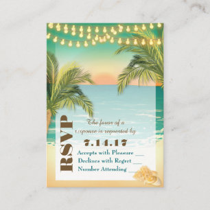 Cartão De Informações Beach Sunset Wedding RSVP