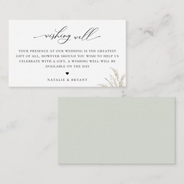 Cartão De Informações Beachside Pampas Grass Casamento Wishing Bem (Frente/Verso)