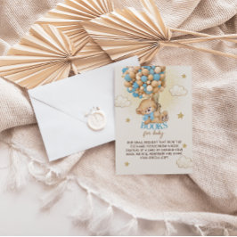 Cartão De Informações Bear Balões Azuis Livros para Chá de fraldas