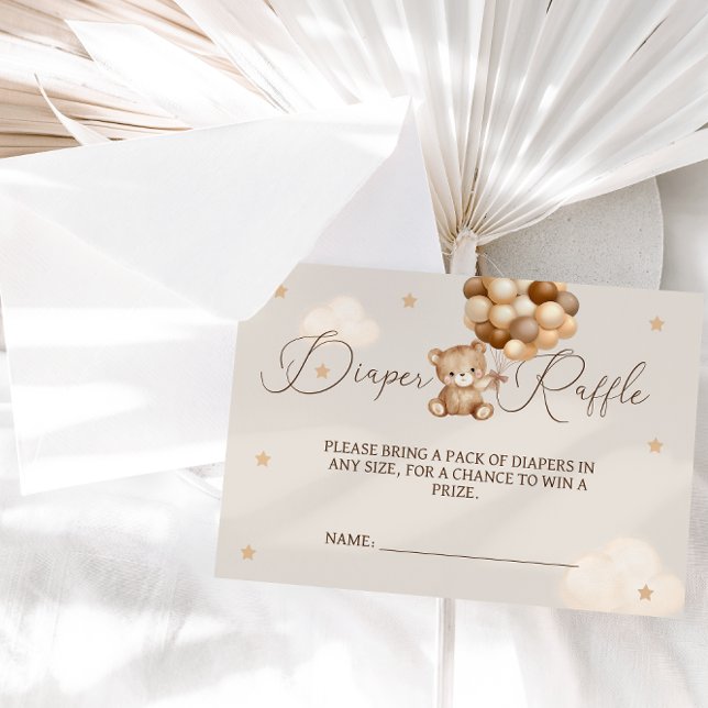 Cartão De Informações Bear Balões Neutros de Chá de fraldas Livros para  (Criador carregado)