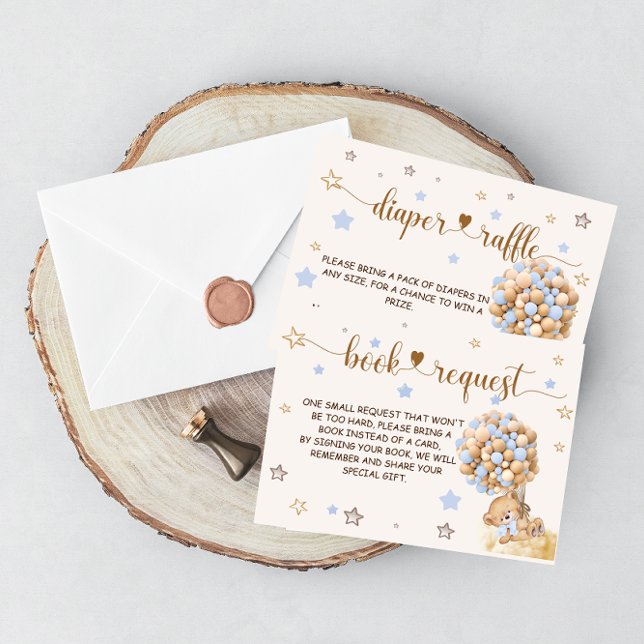 Cartão De Informações Bear Blue Books para Bebê e Fralda Raffle (Criador carregado)