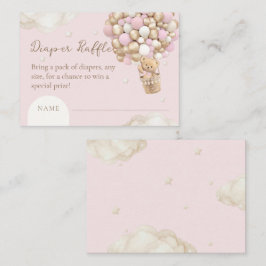 Cartão De Informações Bear Boho Girl Chá de fraldas Rosa Raffle