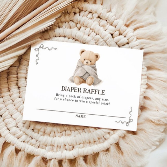 Cartão De Informações Bear Diaper Raffle Card  (Criador carregado)